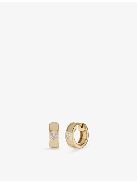 Heart 14ct Yellow Gold And 0.20ct Diamond Hoop Earrings