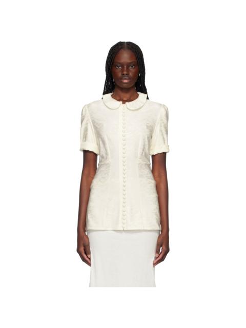Off-White Fluid Viscose Flower Jacquard Shirt