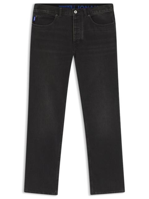 REGULAR-FIT JEANS IN BLACK WASHED DENIM