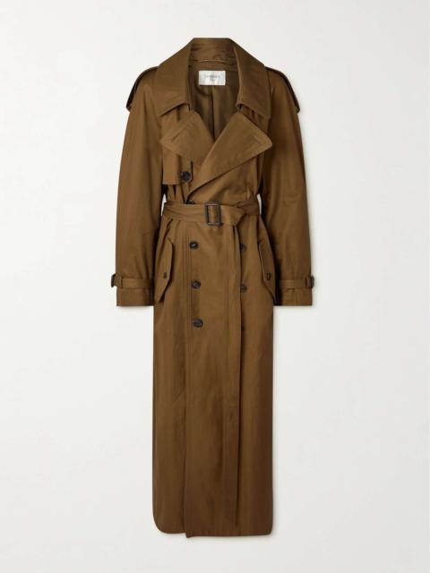 Oversized belted cotton-twill trench coat Brown