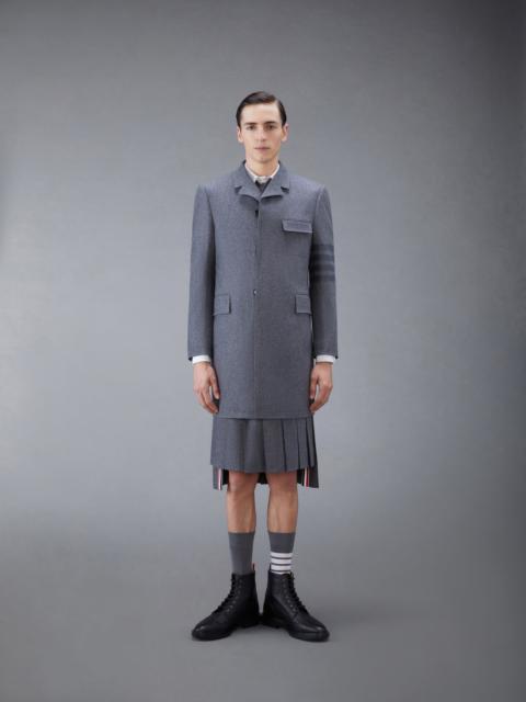 Medium Grey Wool Cashmere Flannel Tonal 4-Bar Classic Chesterfield Overcoat