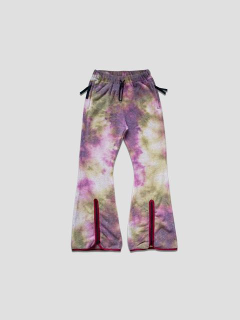 REVERSIBLE FLEECE TIE DYE FLARE PANTS - PURPLE/OLIVE