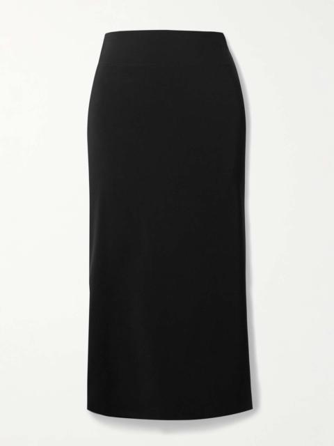 Sablier draped crepe-jersey midi skirt Black