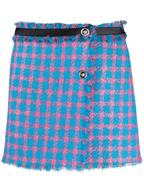 check-pattern tweed miniskirt