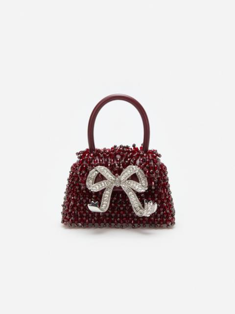 Burgundy Embellished Micro Bow Bag