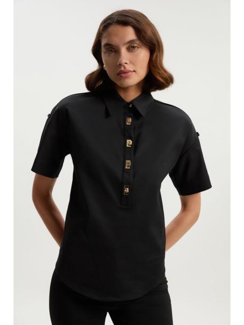 Techno Cotton Woven Short Sleeve Hardwear Detail Shirt