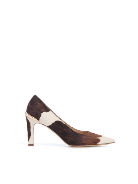 Edwina High Heel Stiletto Pump in Ivory Cognac Multi Pony Hair