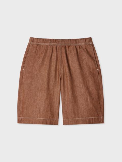 Brown Rinse Denim Shorts