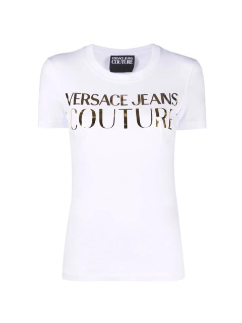 logo-print metallic T-shirt