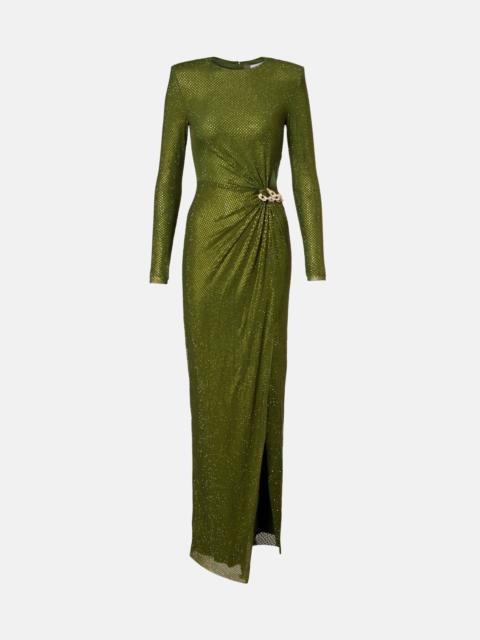 Chain-detail embellished jersey gown