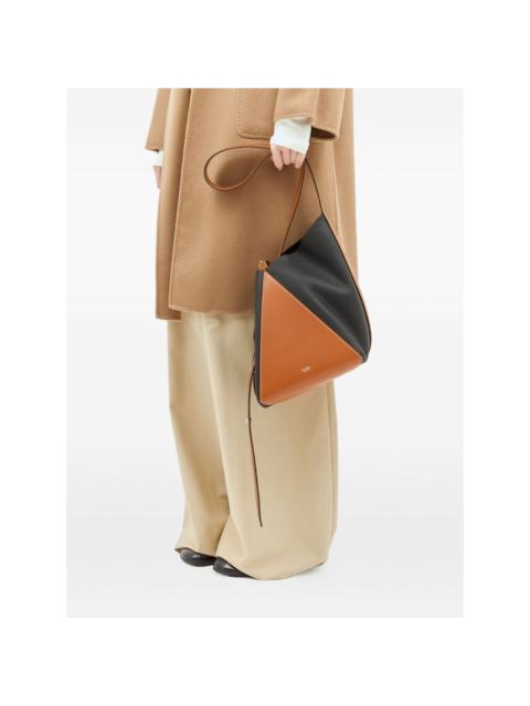 logo-detail leather triangular shoulder bag