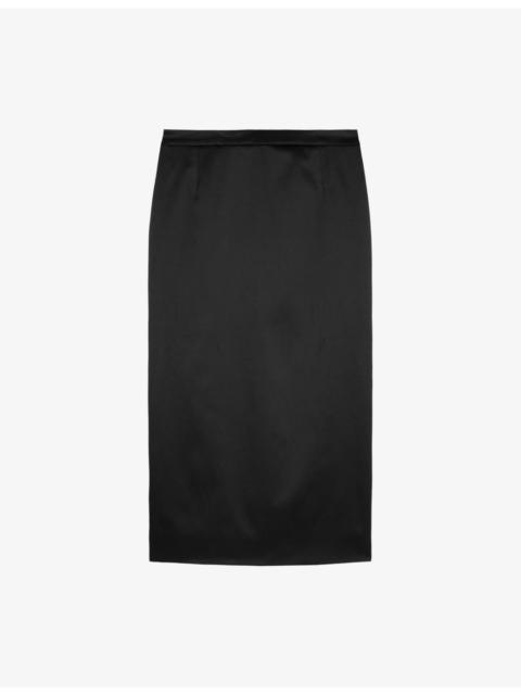 High-Rise Satin Pencil Skirt