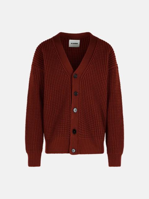 BURGUNDY VIRGIN WOOL CARDIGAN