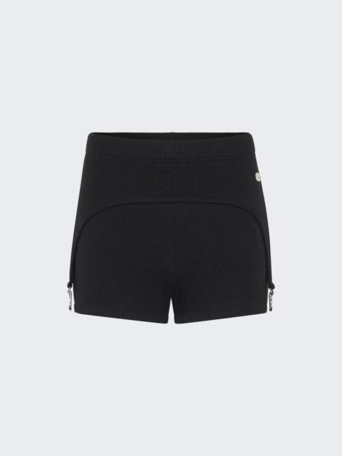 Ribbed Mini Short With Lingerie Garter Black