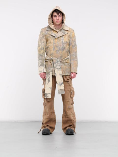 Camo Printed Leather Blazer