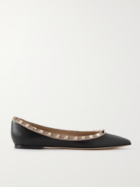 Rockstud Leather Point-toe Flats