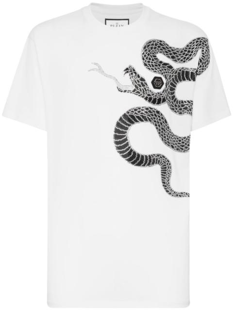 snake-embellished T-shirt