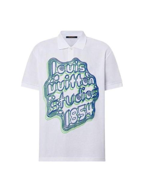 LOUIS VUITTON Embroidered Cotton Pique Polo Shirt 'White' 1ABY09