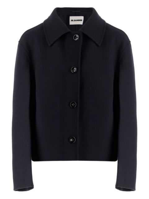 button-fastening wool coat