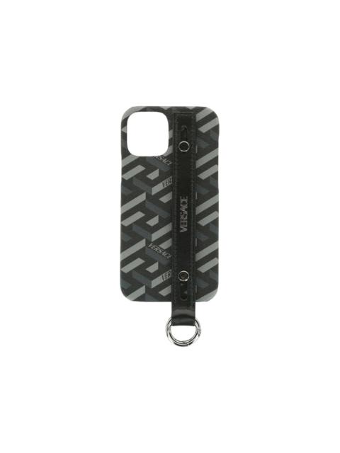 Versace Coated Canvas La Greca iPhone 12 Case Black/Grey