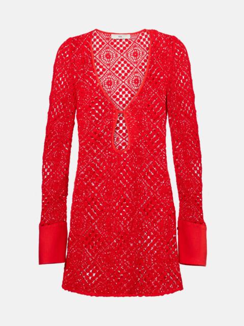 Rayure crochet cotton minidress