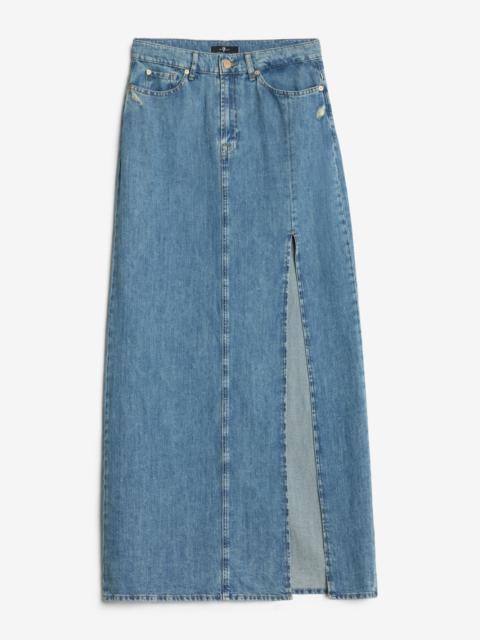 Indigo Linen Maxi Skirt in Arizona