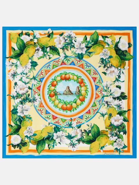 Printed silk twill scarf