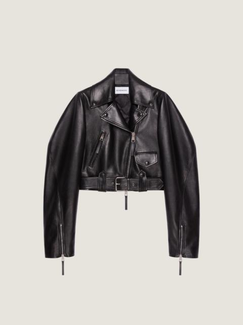 CROPPED COCOON BIKER JACKET IN LEATHER