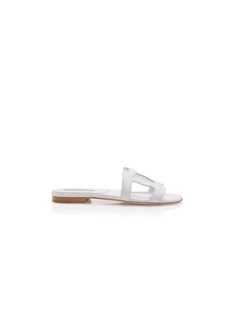 White Nappa Leather Flat Sandals