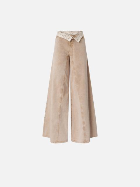 BROWN JEANS WITH LACE AT THE WAIST