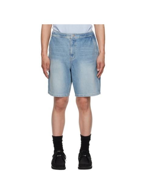 Blue Elasticized Waist Shorts