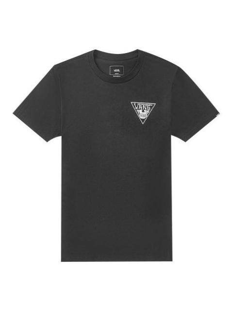 Vans Triangle Skeleton Printing Short Sleeve Couple Style Black VN0A54IJBLK