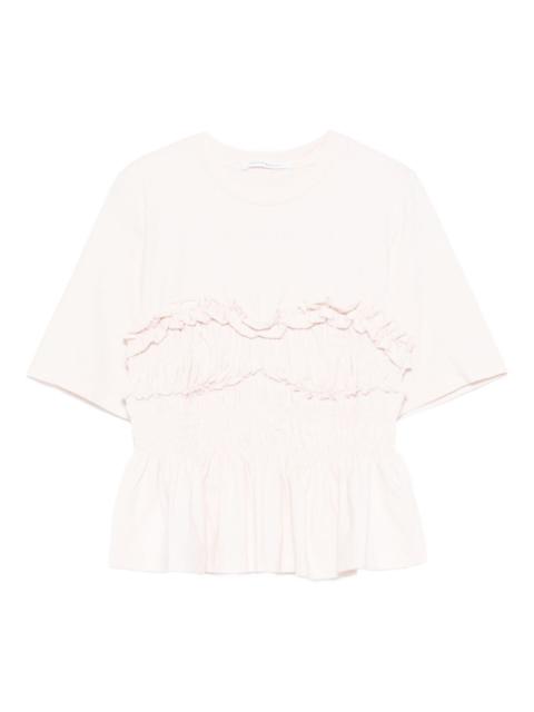 ruffled shirred T-shirt