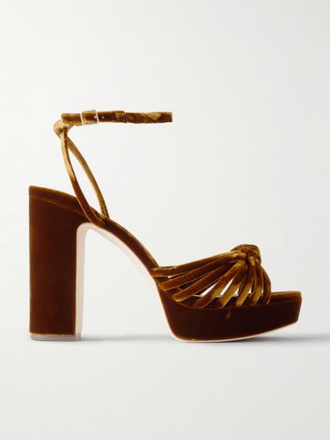 Rivka Knotted Velvet Platform Sandals