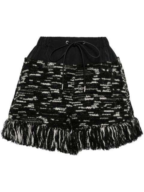 fringed-edge knitted shorts