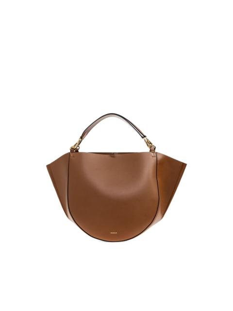 Hortensia curve strap leather tote bag