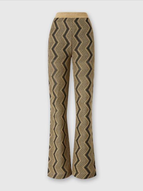 Flare trousers in zig zag lamé viscose