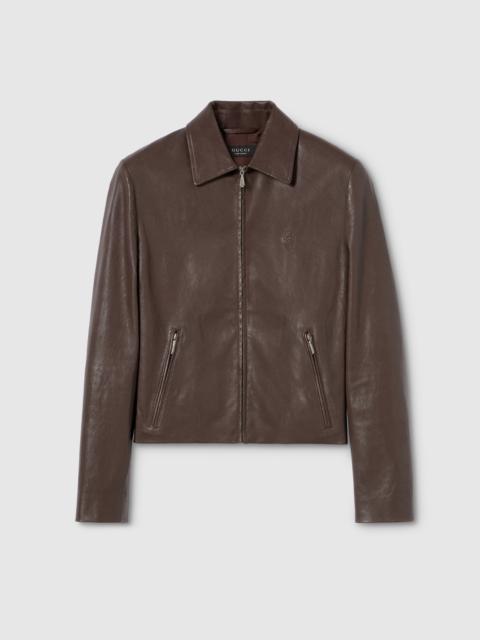 Washed stretch nappa leather jacket