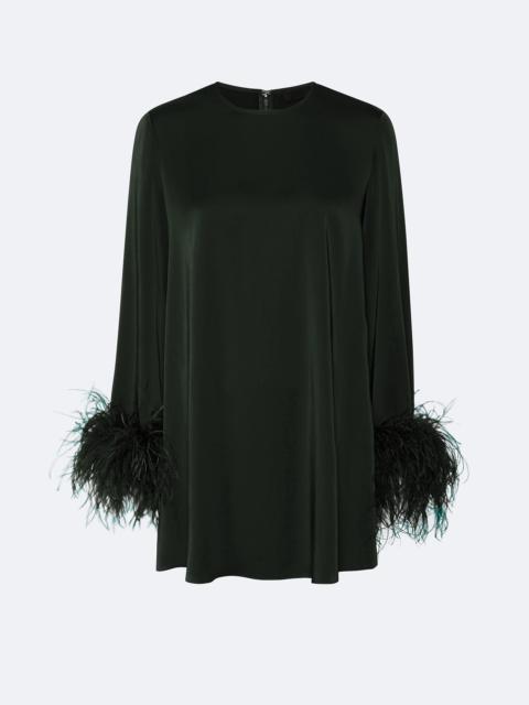 Satin Dress With Feathers
