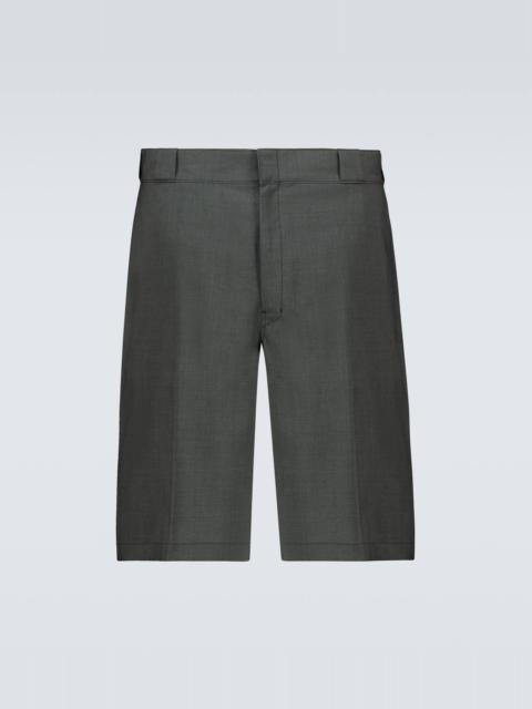 Tailored wool poplin bermuda shorts