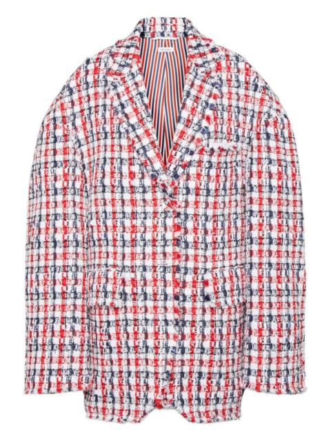 gingham-check tweed jacket