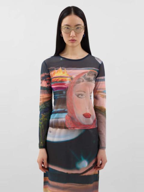 LONGSLEEVE SHEER TOP / Annamarie print