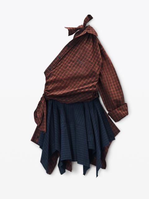 Red Plaid Cotton Poplin Minidress