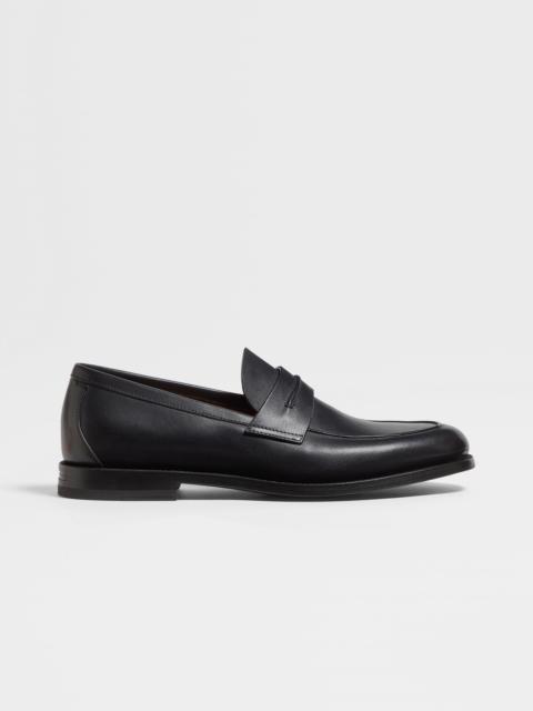 BLACK LEATHER MOCASSIN CORSO LOAFERS