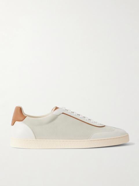 Coda di Rondine Leather-Trimmed Waxed-Suede Sneakers