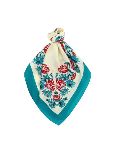 logo floral-print scarf