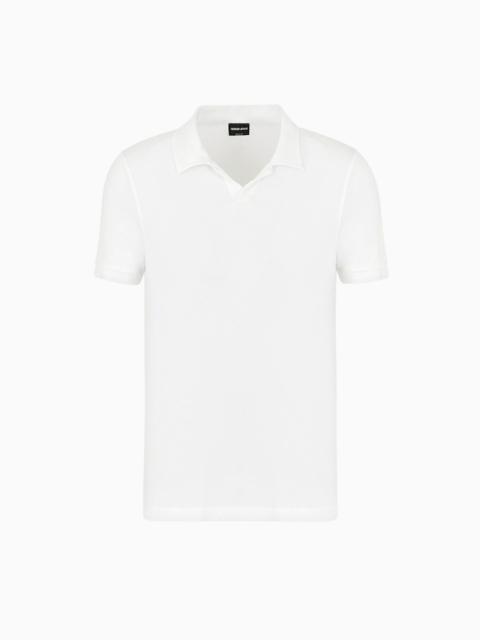 Stretch viscose jersey short-sleeved polo shirt