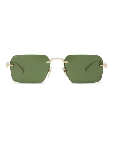 Rectangular Bamboo Metal Sunglasses