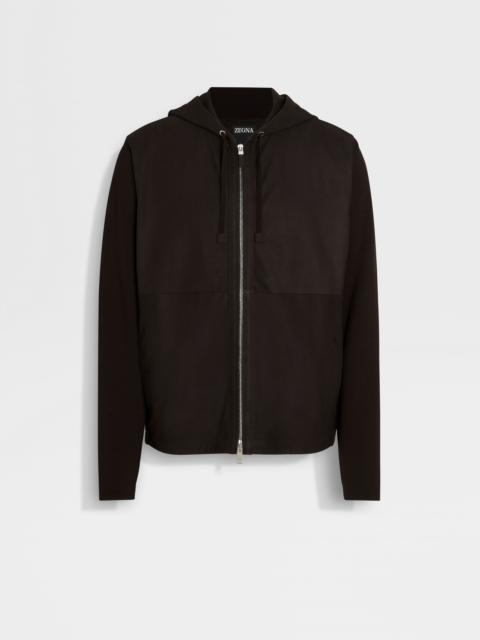 DARK BROWN WOOL AND SECONDSKIN HOODIE