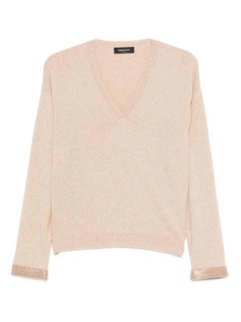 sequin-embellished V-neck sweater